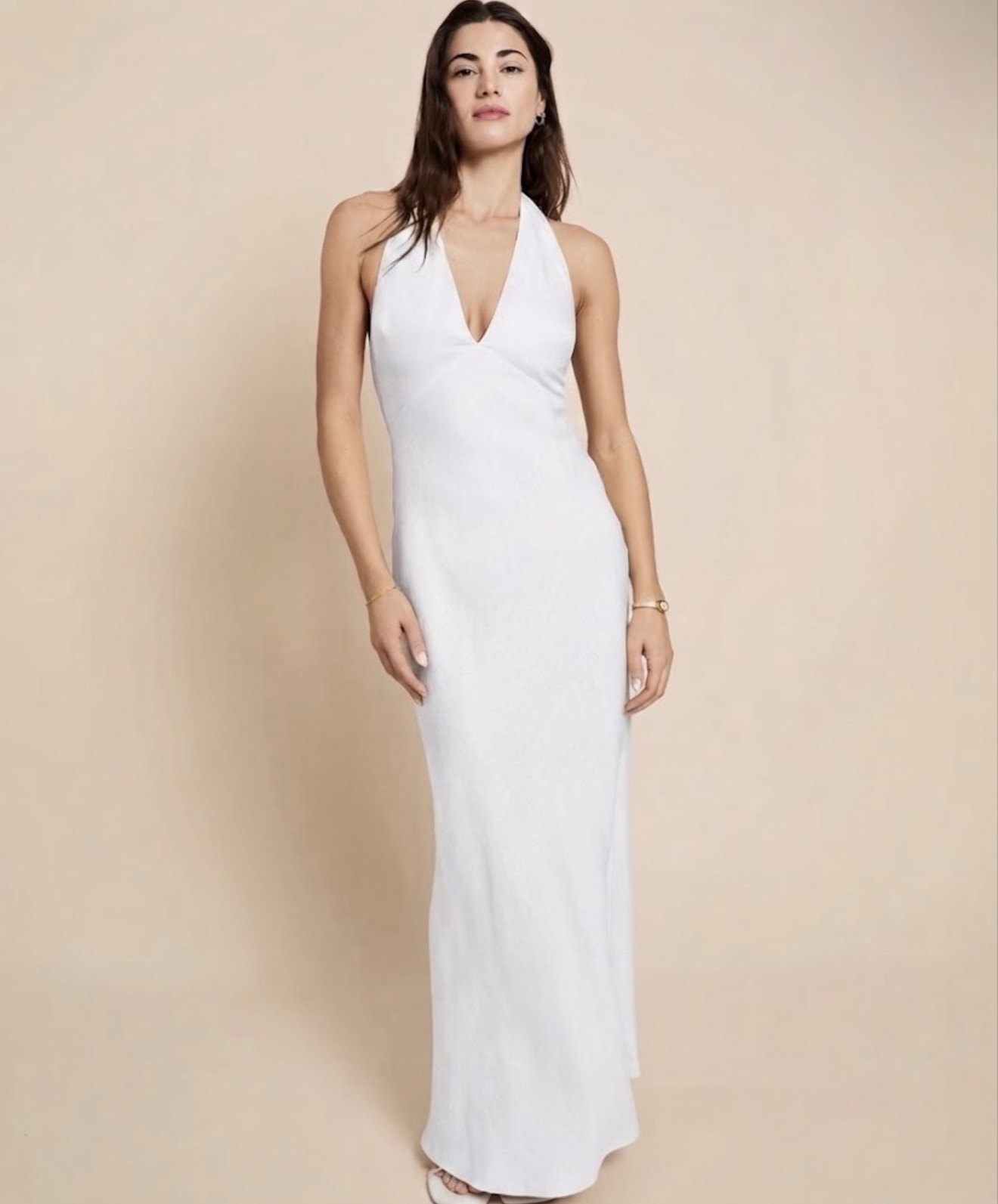 New O.P.T Ashlyn Linen Dress White $245 Size 6